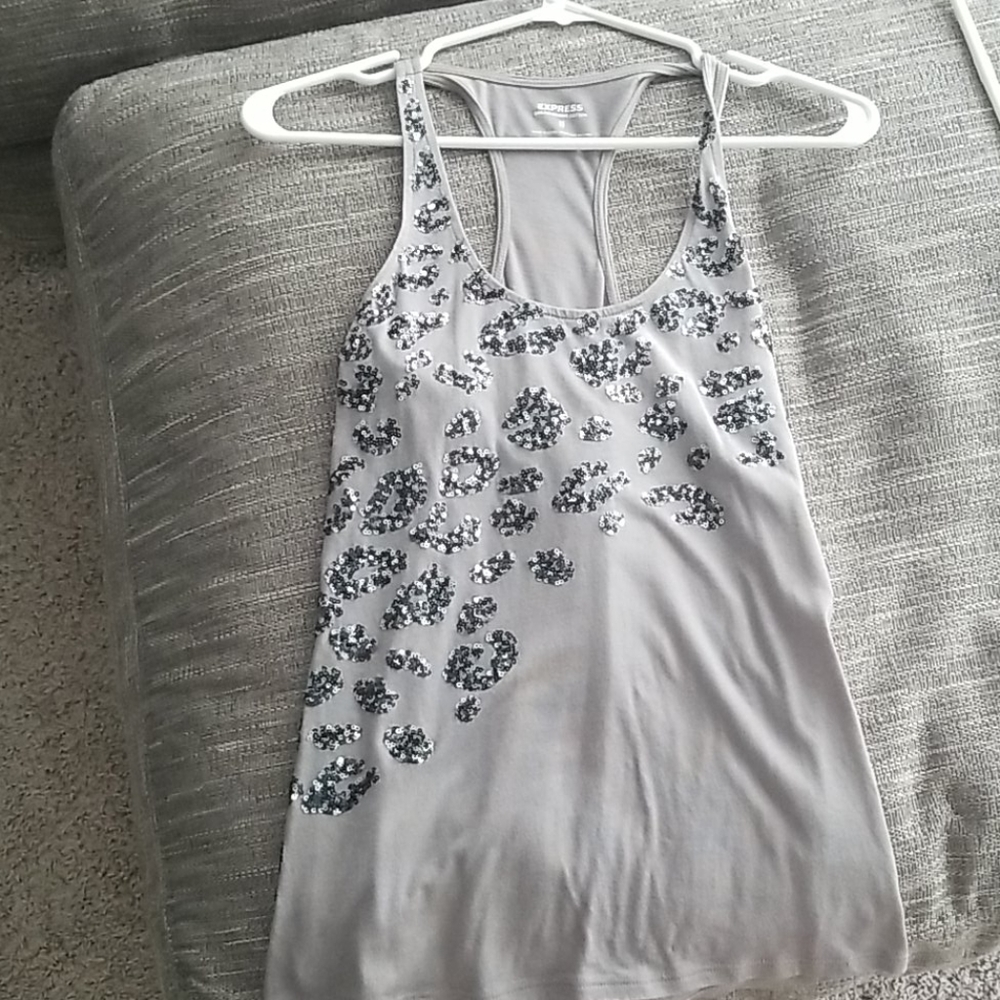 Express gray and sequin tank